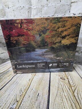 Larkipuzz Golden Drift 1000 Piece Puzzle Fall Leaves w Stream New Sealed
